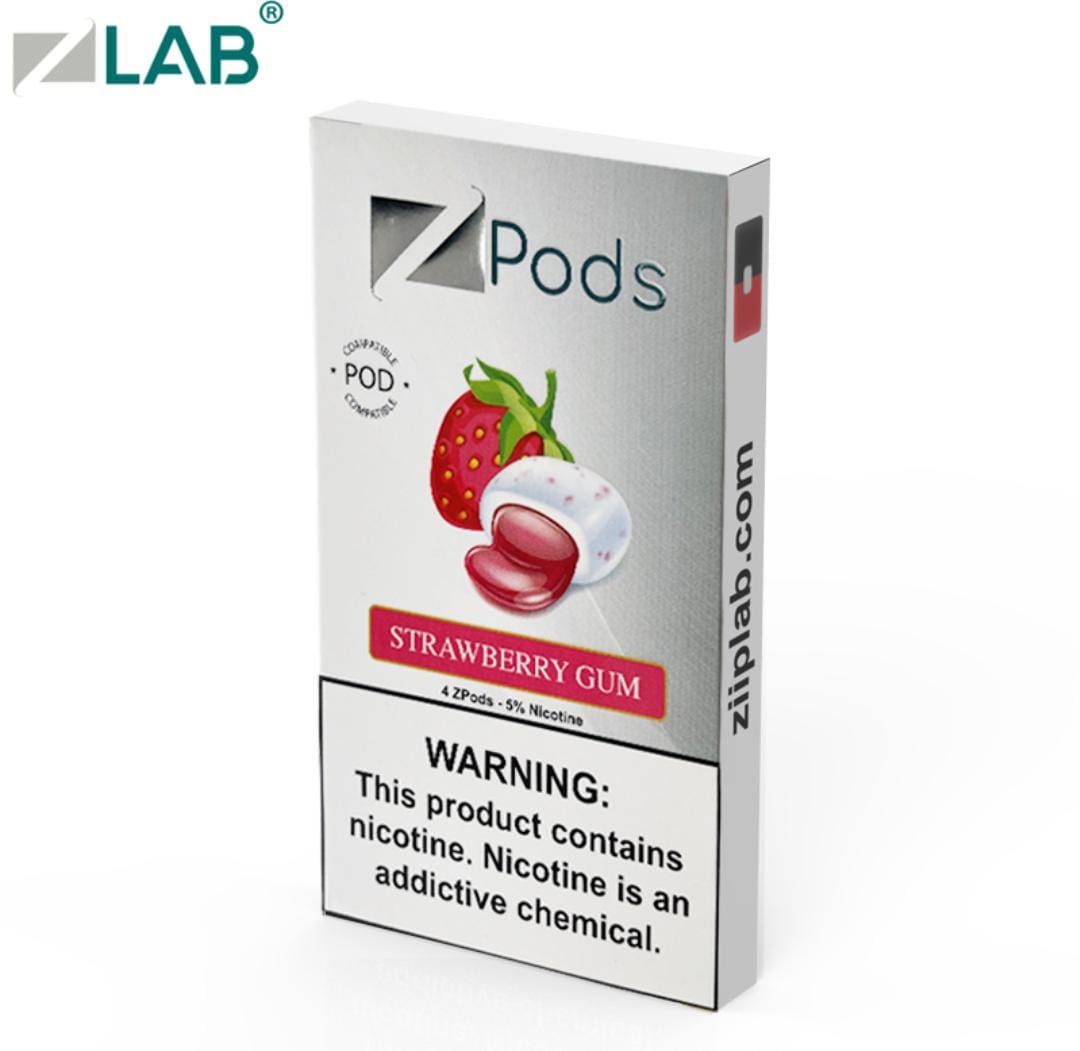 JUUL PODS Strawberry gum - Brand ZIIP 5% Nicotine - Pack of 4 Pods - 1ml