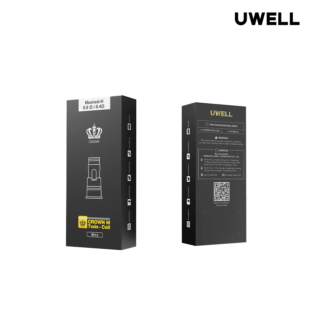 Uwell Crown M Twin Replacement Coils - 0.8ohm/0.4ohm - Pack of 4 Coils