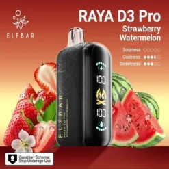 ELF BAR RAYA D3 PRO 30K PUFFS DISPOSABLE VAPE - STRAWBERRY WATERMELON – 5% Nic – Type C Rechargeable
