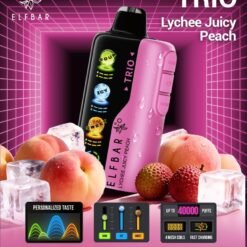 Elf Bar TRIO 40000 Puffs 5% - Lychee Juicy Peach - Disposable Vape - Type C Rechargeable (Triple Adjustment Ice+Sweet+Sour)