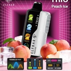 Elf Bar TRIO 40000 Puffs 5% - Peach Ice - Disposable Vape - Type C Rechargeable (Triple Adjustment Ice+Sweet+Sour)