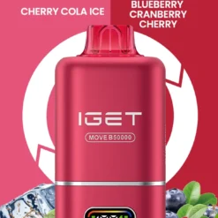 IGET MOVE B50000 PUFFS DISPOSABLE VAPES - CHERRY COLA ICE+BLUEBERRY CRANBERRY CHERRY - 5% TYPE C RECHARGEABLE