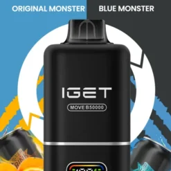 IGET MOVE B50000 PUFFS DISPOSABLE VAPES - ORIGINAL MONSTER+BLUE MONSTER - 5% TYPE C RECHARGEABLE