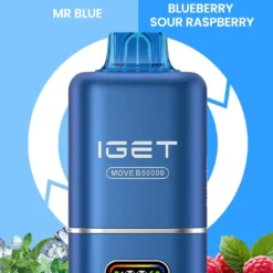 IGET MOVE B50000 PUFFS DISPOSABLE VAPES - MR BLUE+BLUEBERRY SOUR RASPBERRY - 5% TYPE C RECHARGEABLE
