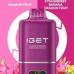 IGET MOVE B50000 PUFFS DISPOSABLE VAPES - DRAGON FRUIT+STRAWBERRY BANANA DRAGON FRUIT - 5% TYPE C RECHARGEABLE