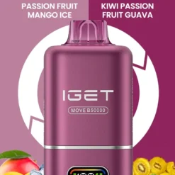 IGET MOVE B50000 PUFFS DISPOSABLE VAPES - PASSION FRUIT MANGO ICE+ KIWI PASSION FRUIT GUAVA - 5% TYPE C RECHARGEABLE