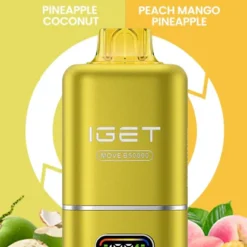 IGET MOVE B50000 PUFFS DISPOSABLE VAPES - PINEAPPLE COCONUT+PEACH MANGO PINEAPPLE - 5% TYPE C RECHARGEABLE