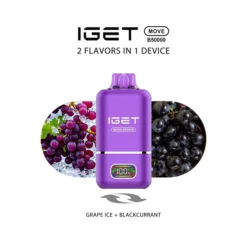 IGET MOVE B50000 PUFFS DISPOSABLE VAPES - GRAPE ICE+BLACKCURRANT - 5% TYPE C RECHARGEABLE