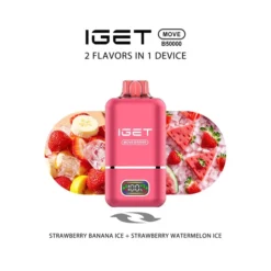 IGET MOVE B50000 PUFFS DISPOSABLE VAPES - STRAWBERRY BANANA+STRAWBERRY WATERMELON ICE - 5% TYPE C RECHARGEABLE