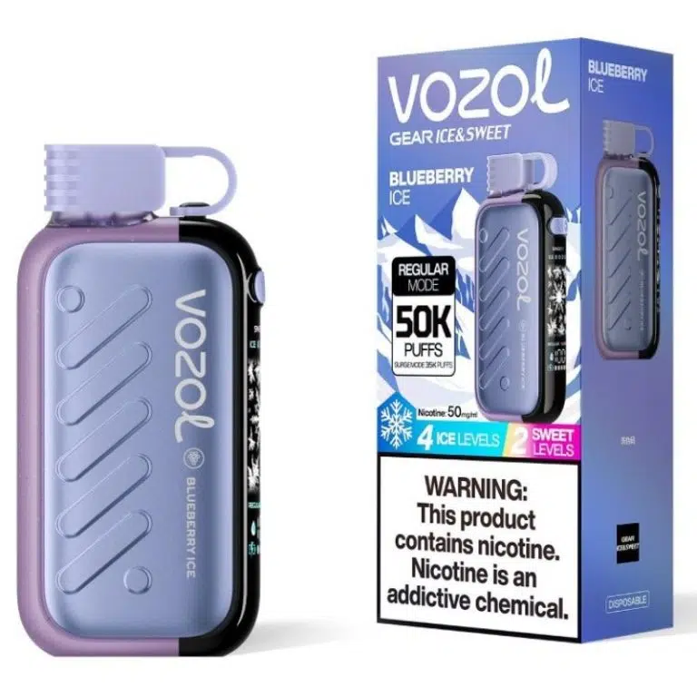 VOZOL GEAR ICE & SWEET DISPOSABLE VAPE 50K Puffs - Blueberry Ice - 5% Nic - Type C Rechargeable (4 Ice levels & 2 Sweet levels)