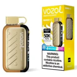 VOZOL GEAR ICE & SWEET DISPOSABLE VAPE 50K Puffs - Mango Ice - 5% Nic - Type C Rechargeable (4 Ice levels & 2 Sweet levels)