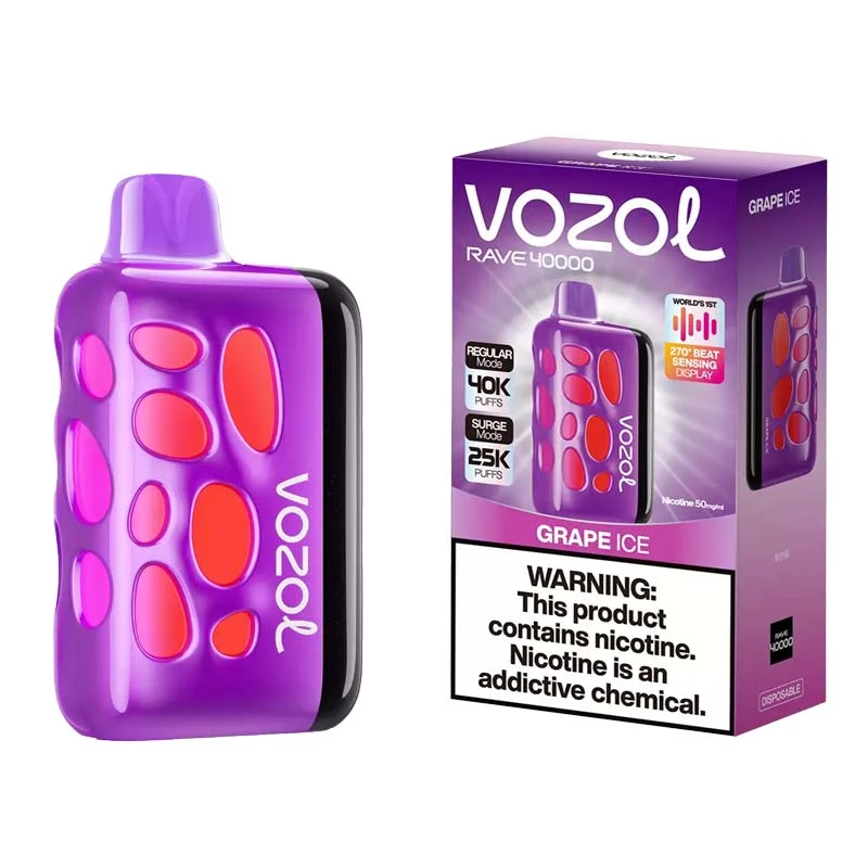 VOZOL RAVE 40K Puffs - Grape Ice - 5% (Regular mode 40k & Surge mode 25k) Disposable Vape - Type C Rechargeable