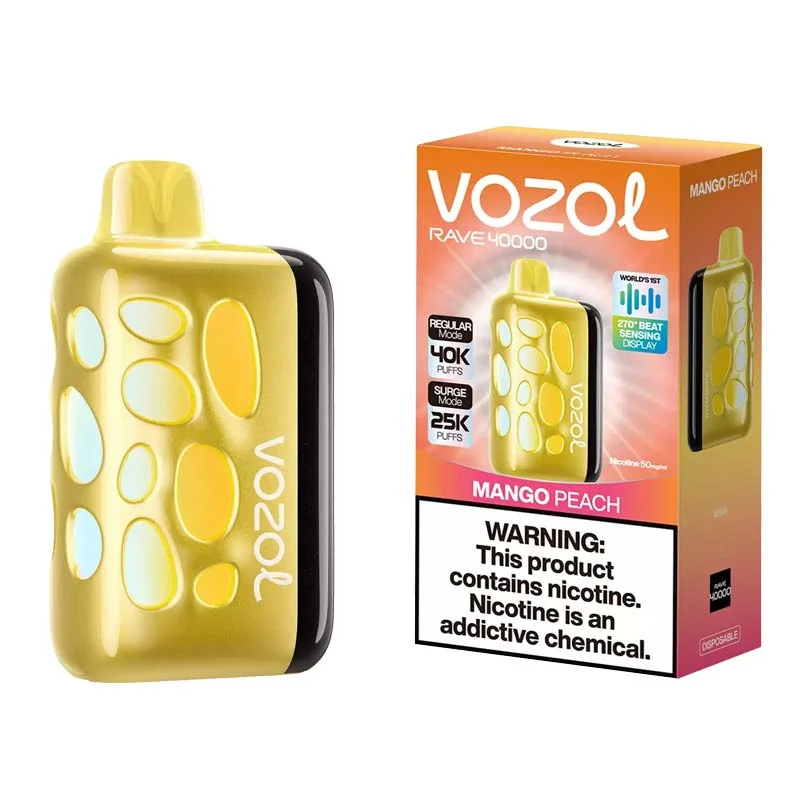 VOZOL RAVE 40K Puffs - Mango Peach - 5% (Regular mode 40k & Surge mode 25k) Disposable Vape - Type C Rechargeable